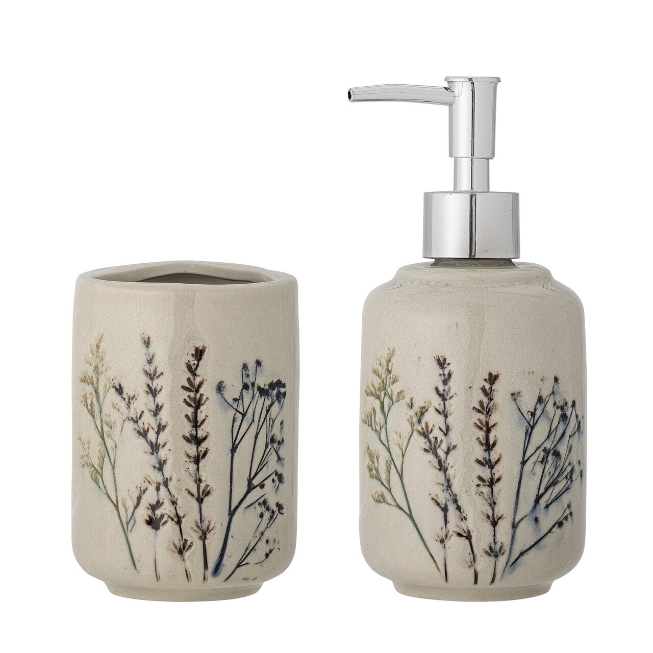 Set de baie 2 piese, Bloomingville, Bea, 8x11 cm, 8x18 cm, ceramica, natural - imagine 7